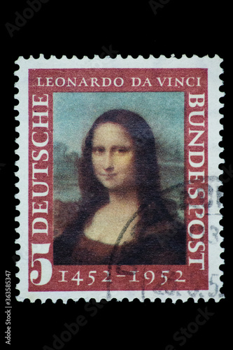 Postage stamp of the FRG No. 148. dated 15.04.1952. Leonardo da Vinci's birthday.