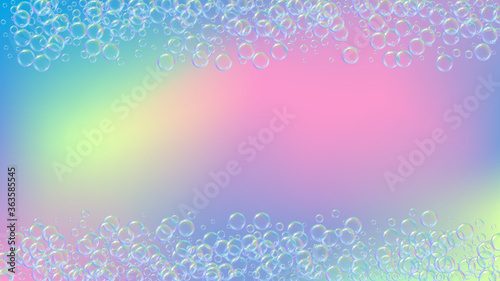 Cleaning foam. Soap bubble. Detergent suds for bath. Shampoo.