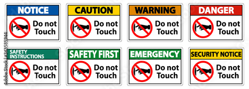 Notice do not touch sign label on transparent background