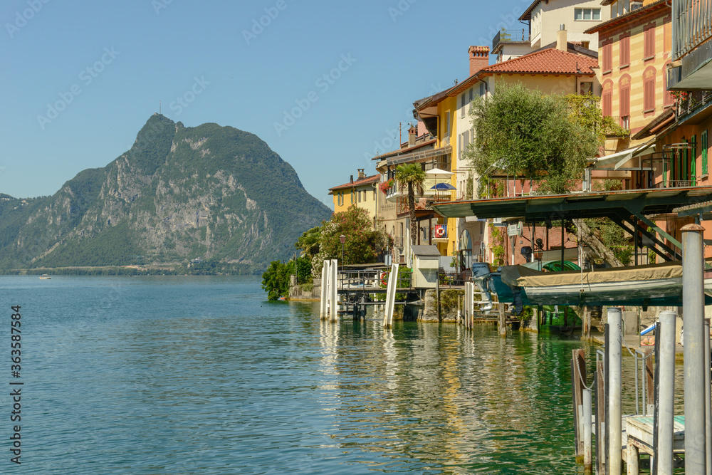 The village of Gendria on lake Lugano in Switzerland