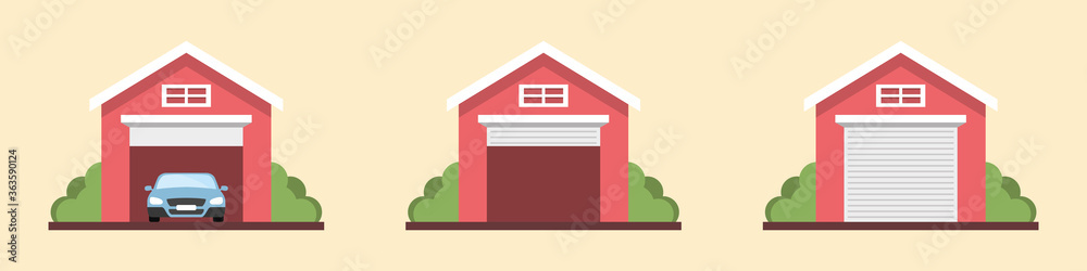 A set of garages. Vector illustration. Flat style
A set of garages. Vector illustration. Flat style