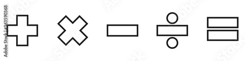 Slika na platnu Set of mathematical signs - plus, minus, multiplication, division and equal