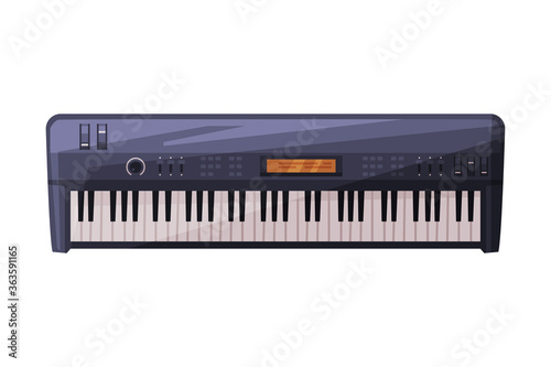 Electronic Piano Keyboard Musical Instrument Flat Style Vector Illustration on White Background