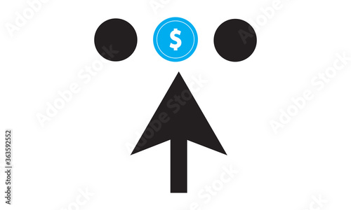 Paid to click icon. vector graphics 