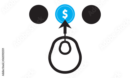 Paid to click icon. vector graphics 