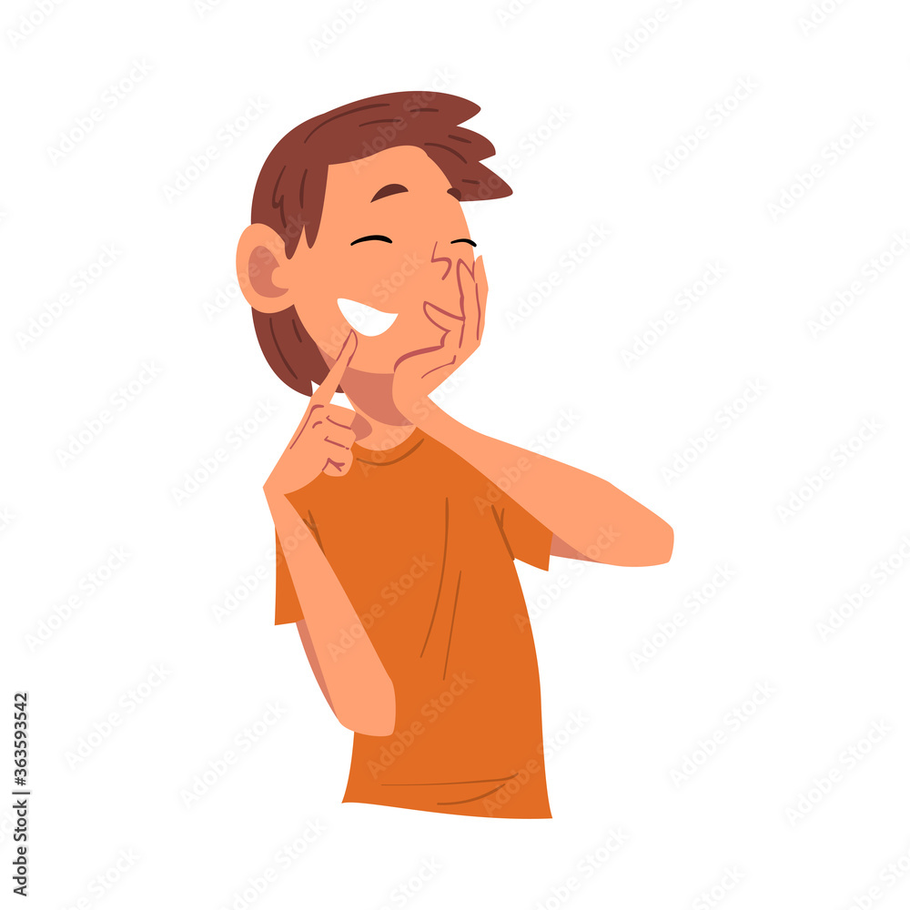 Thoughtful Smiling Boy, Relaxed Cheerful Teenager Dreaming about Something Vector Illustration Thoughtful Smiling Boy, Relaxed Cheerful Teenager Dreaming about Something Vector Illustration