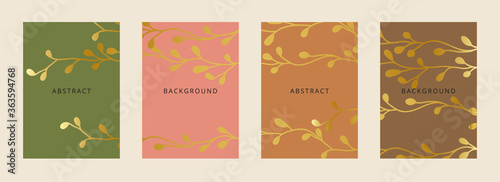 Social media banners, a beautiful leaf, and flower set of social media post templates with minimal abstract organic shapes composition can be used also card, cover, Vector illustration. © bank