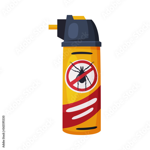Spray Can of Mite Chemical Insecticide, Pest Control and Extermination Concept Vector Illustration on White Background