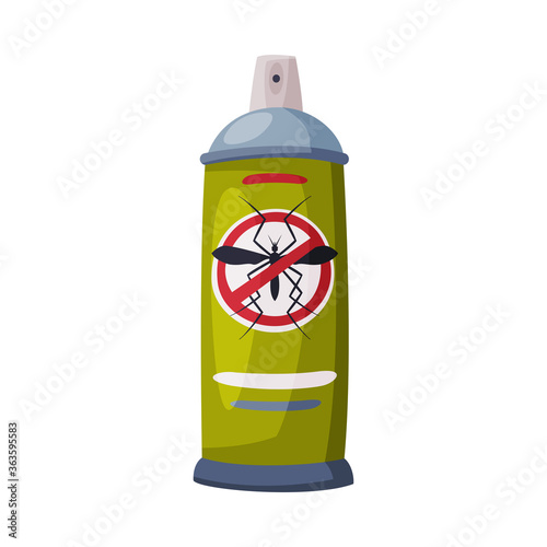 Spray Can of Mosquito Insecticide, Pest Control and Extermination Concept Vector Illustration on White Background