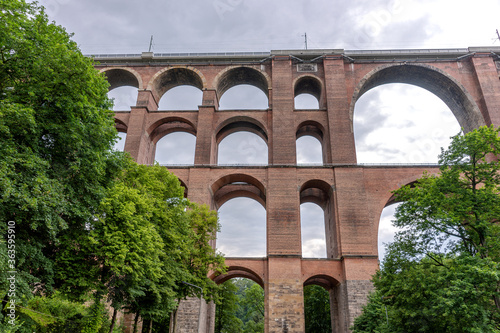 World largest railway viaduct named Goeltzschtalbruecke near Netzschkau town. Germany