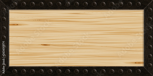wood and metal texture background - Industrial style banner design element - black and wood