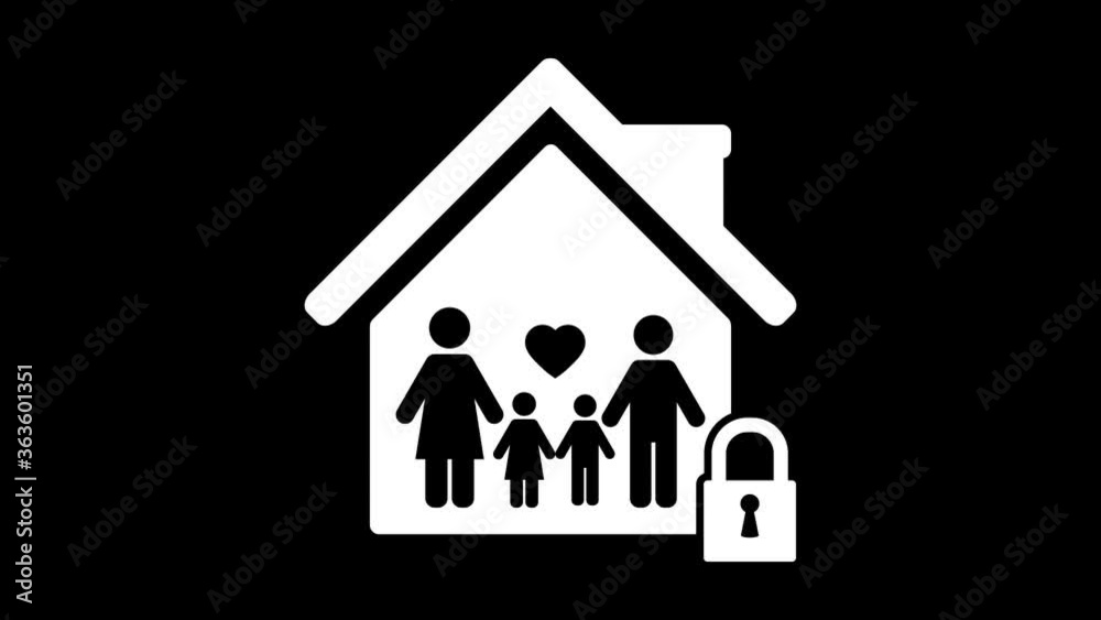 stay home icon on glitch old screen display animation. Retro, colorful video footage, 4K stay home icon on glitch old screen display animation. Retro, colorful video footage, 4K