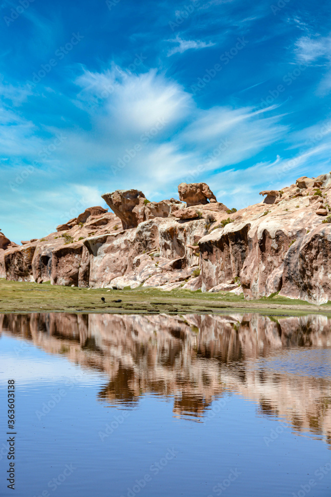 Lake and rocks in the Laguna Colorada, Bolivia