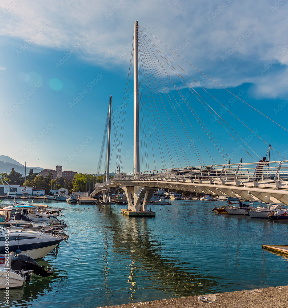 A view of the harbour bridge in La Spezia, Italy in summer