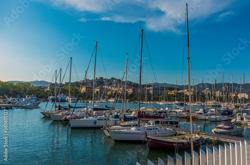 A view across the marina to the shore at La Spezia, Italy in summer © Nicola