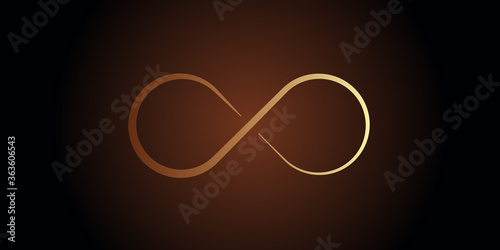 Abstract vector infinity background. Abstract futuristic space on dark background. Abstract infinity sign. Neon sign of infinity on a dark background