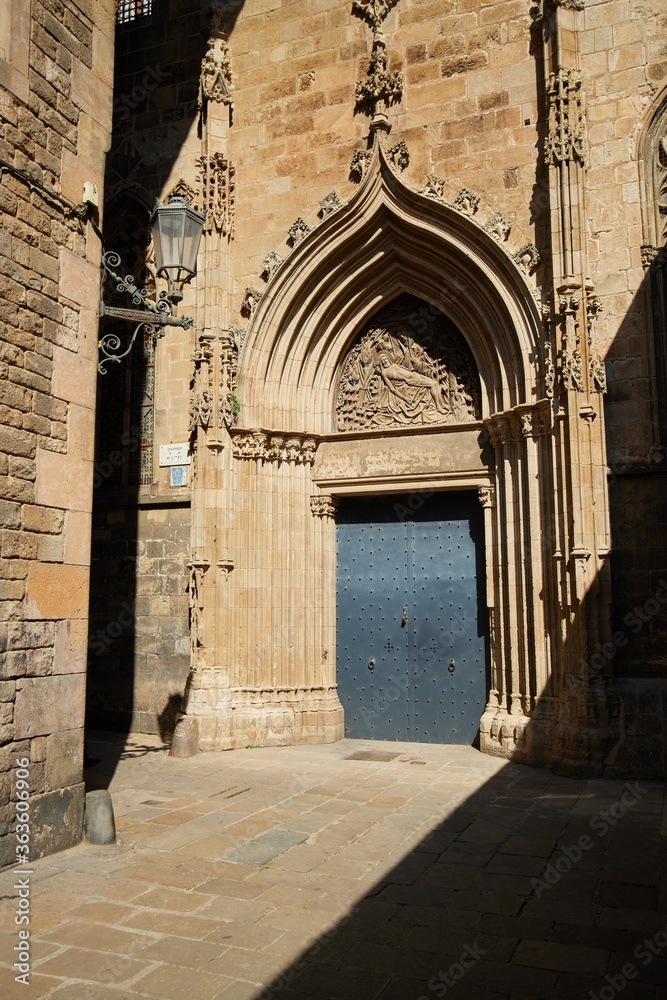 Streets in the Bari Gotic of Barcelona, Spain