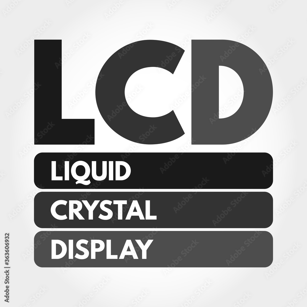 LCD - Liquid Crystal Display acronym, technology concept background LCD - Liquid Crystal Display acronym, technology concept background