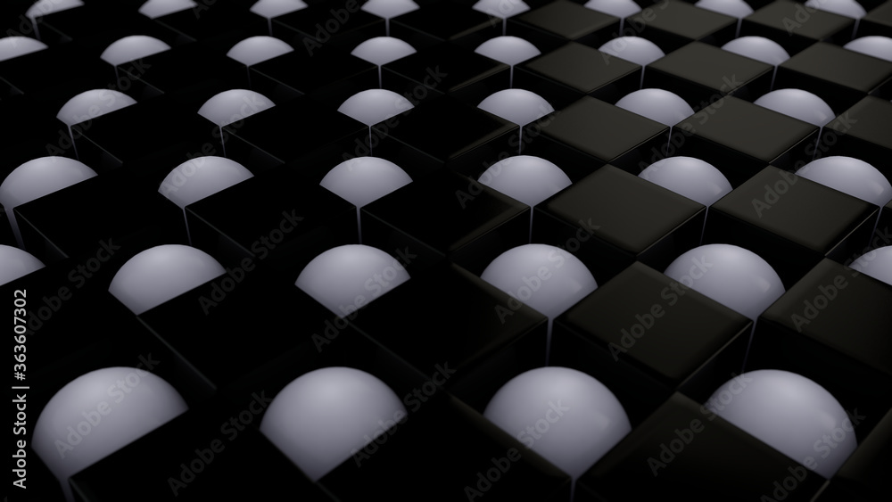3D rendering of an abstract geometric background with a lot of black ...