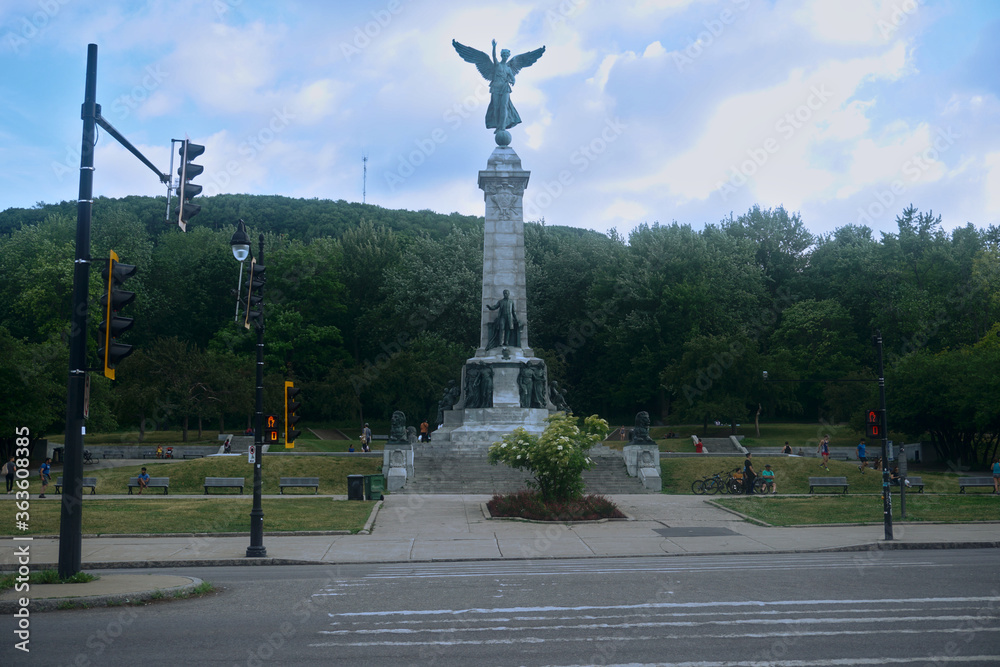 Montreal, Quebec / Canada - 6/30/2020: Monument of sir Georges Etienne Cartier, Mount Royal Parc Avenue.