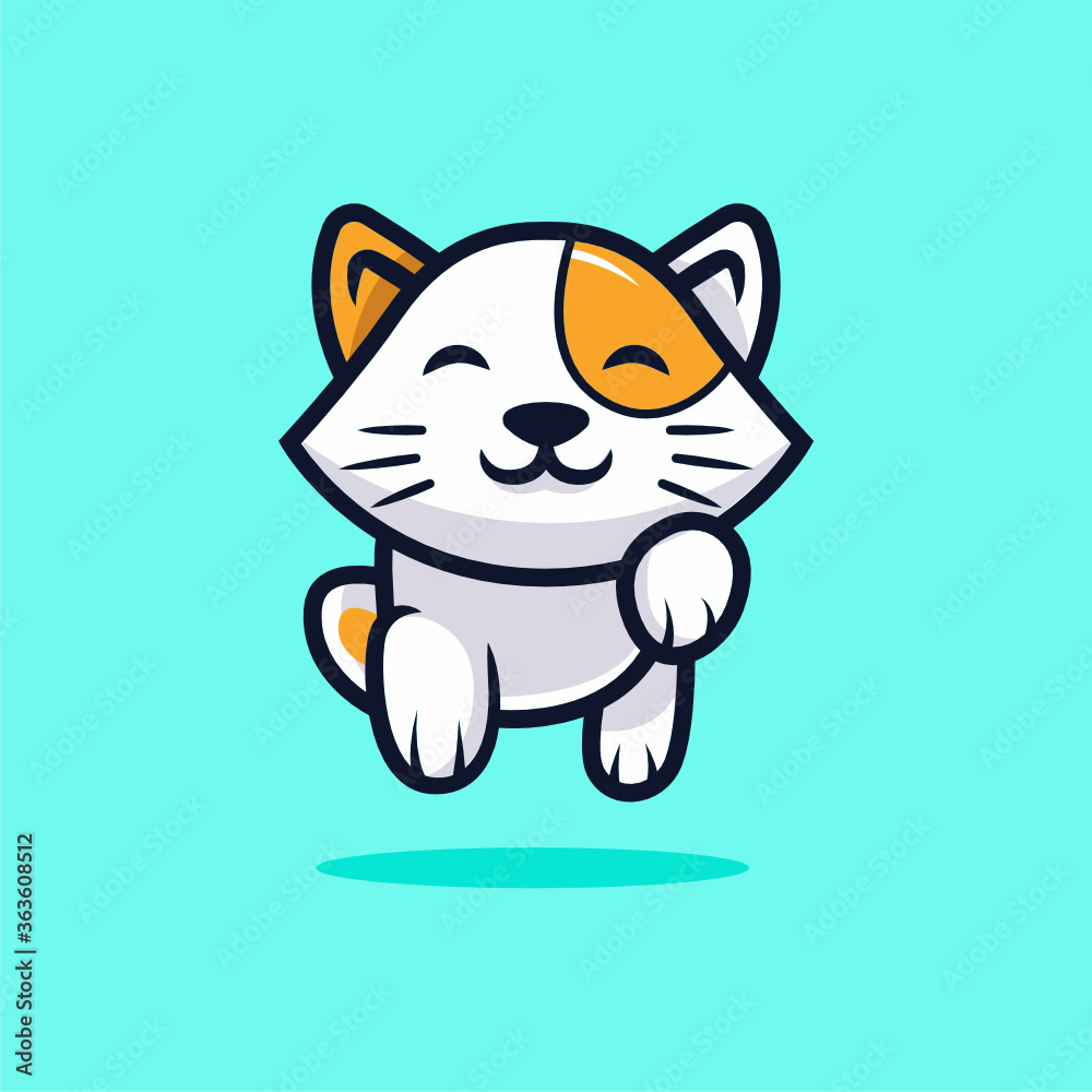Obraz premium Cute kawaii cat mascot design vector illustration