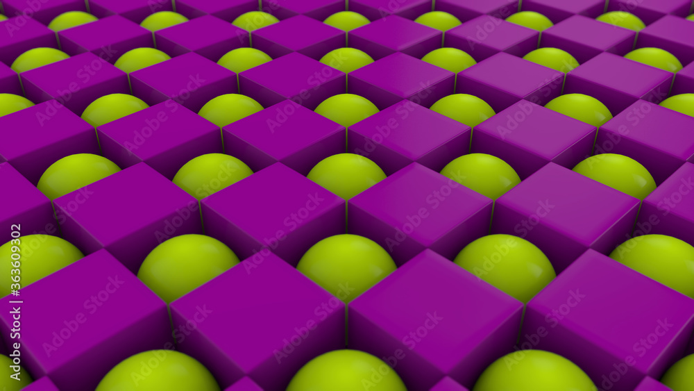3D rendering of an abstract geometric background with many cubes and ...