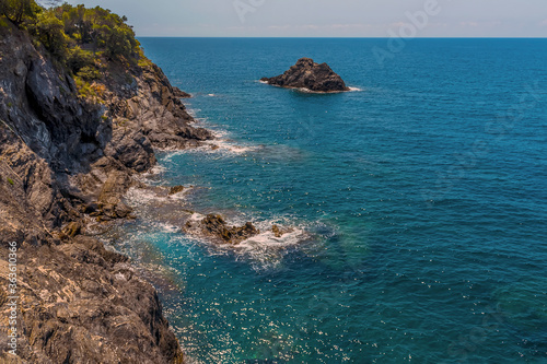 A view along the shore on the Monterosso to Vernazza path in summer