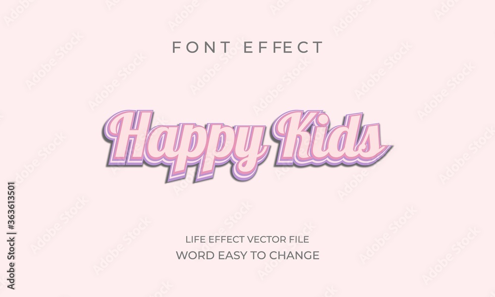 Happy kids font effect. font effect with pantone color