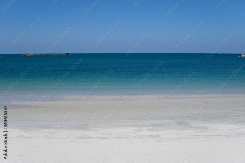 white sand beach and blue turquoise sea