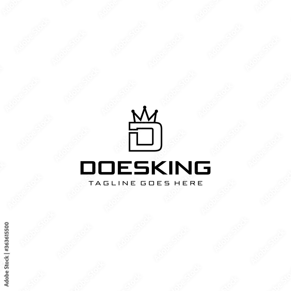 Creative Illustration modern D with crown sign geometric logo design template