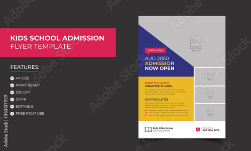 Junior Admission for Kids School Education Flyer Template Design. Poster Design