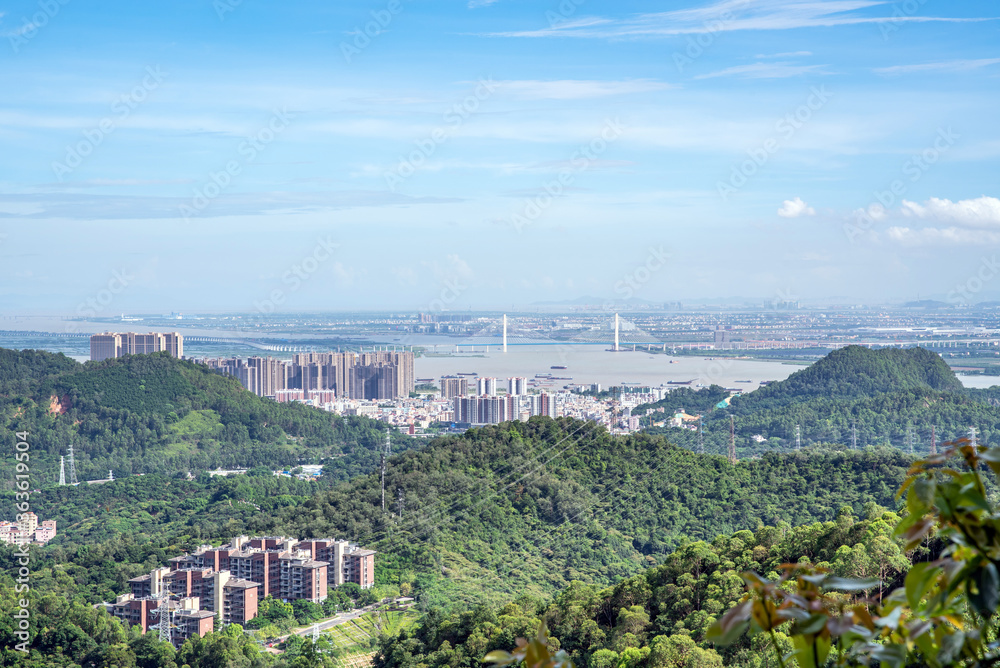 Guangzhou Nansha Huangshan Lu Forest Park overlooks the Pearl River Estuary coast