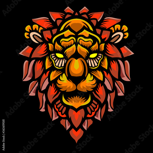 Lion head zentangle arts . vector illustration