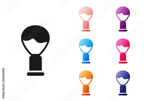 Black Shaving brush icon isolated on white background. Barbershop symbol. Set icons colorful. Vector Illustration.