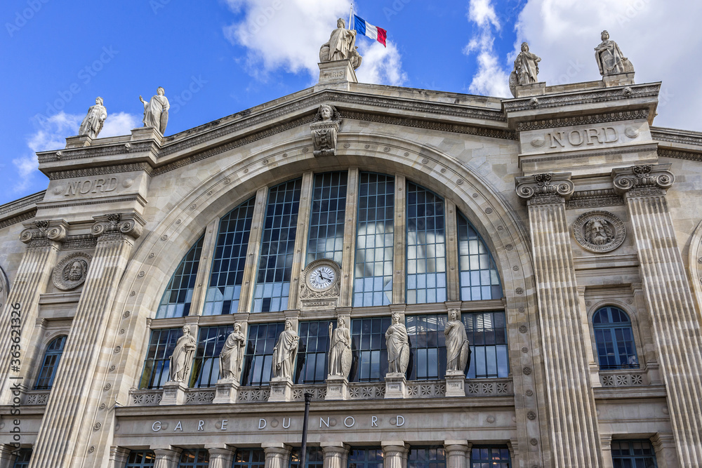 North Station (Gare du Nord, 1864) - one of the six large termini in Paris, largest and oldest railway stations in Paris. France.