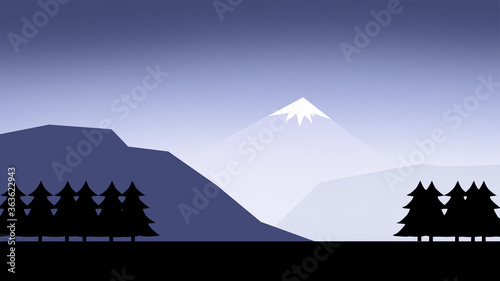 mountain landscape vector pinetree silhouette wallpaper