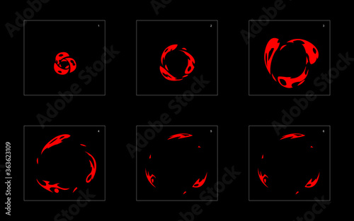 Shine fire effect. Fire explosion animation effect. Animation Sprite sheet for games, cartoon or animation. vector style animation effect 1448.