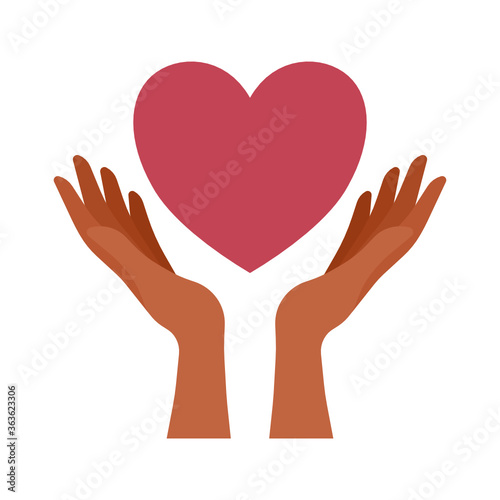 Red heart in hands