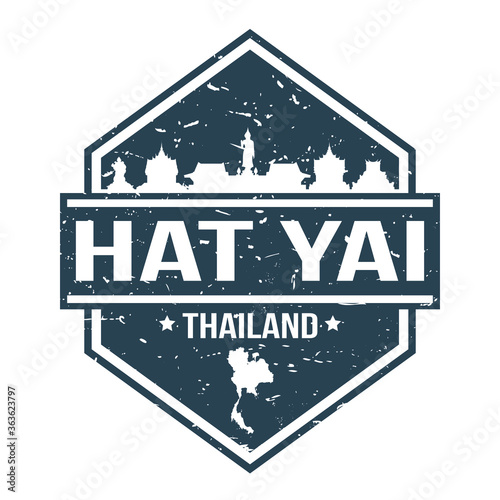 Foto Hat Yai Thailand Travel Stamp Icon Skyline City Design Tourism.