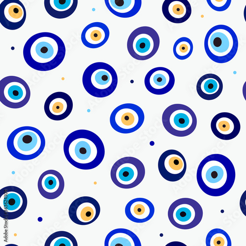 seamless pattern with abstract Turkish nazar stones. Good for textile and fabric prints, wrapping paper, scrapbooking, stationery, etc. photo