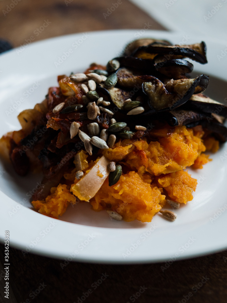 Traditional rustic food on plates and table Traditional rustic food on plates and table