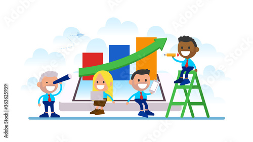 Business graph growth vector illustration concept.