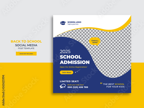Back to school admission promotion social media post banner template design