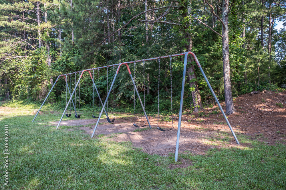 Old swing set in the park