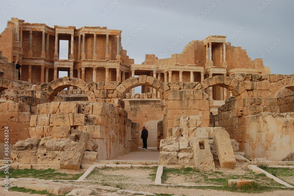 Historical Roman Era ruins in the Sahara desert 