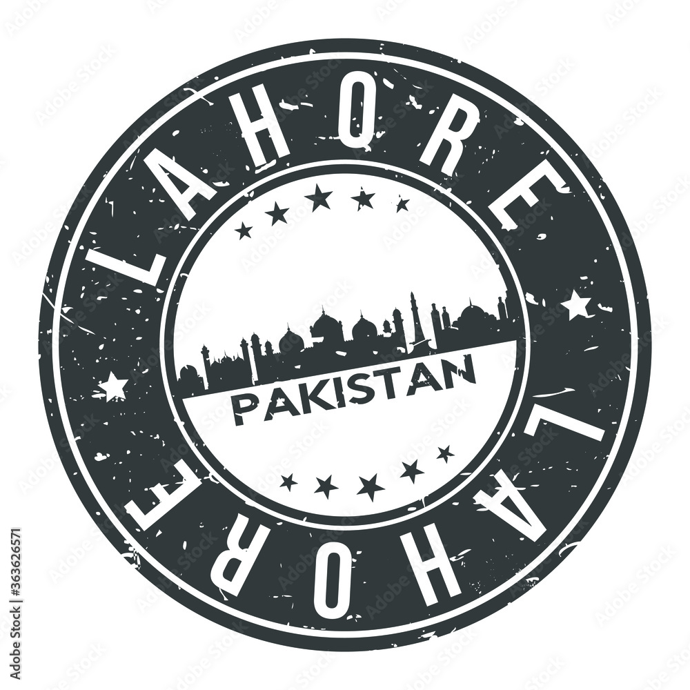 Lahore Pakistan Round Stamp Icon Skyline City Badge.