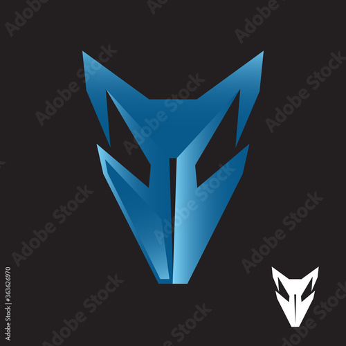 Abstract blue fox head icon symbol