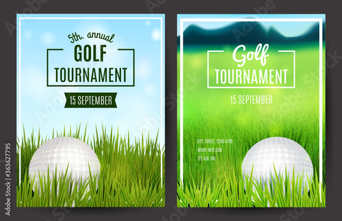 Golf tournament poster template. Flyer design. Vector illustration