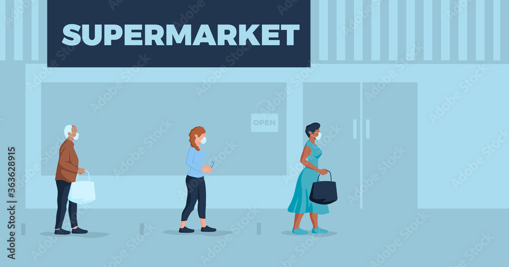 group of people taking distance outside, concept vector group of people taking distance outside, concept vector