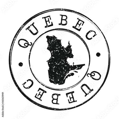 Quebec Canada Map Postmark. Silhouette Postal Passport. Stamp Round Vector Icon. Vintage Postage Design.